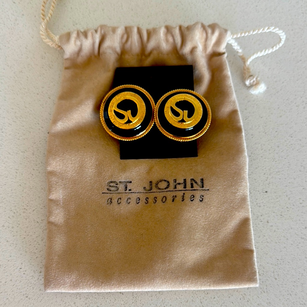 St. John Gold And Black Earrings